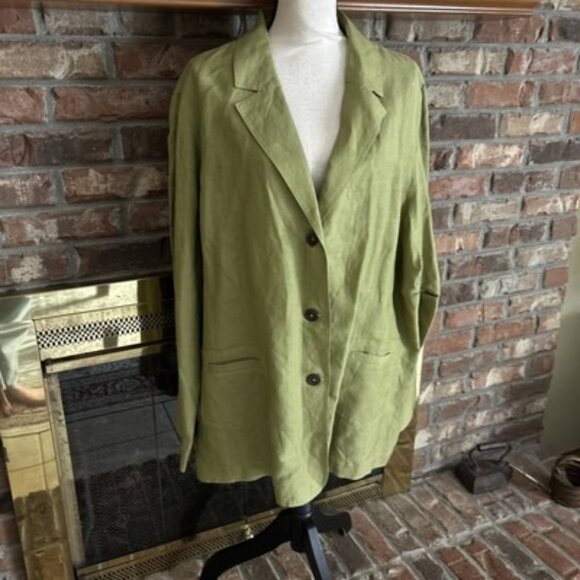 Ashley Stewart Linen Green Blazer Size 24 Plus - Picture 1 of 6